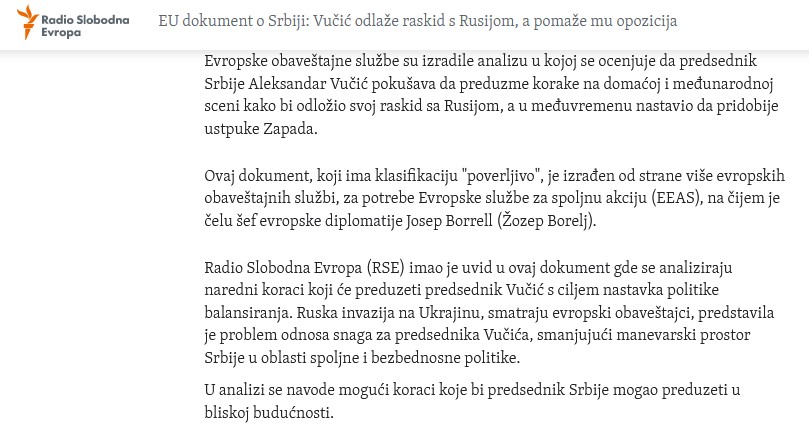 Radio Slobodna Evropa: Evropske obaveštajne službe traže način da zaustave Vučićevu nezavisnu politiku!